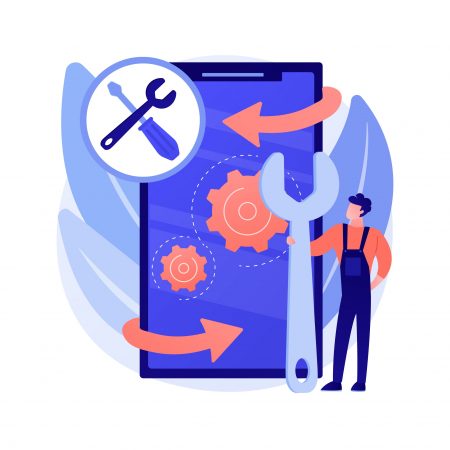 Mobile device repair abstract concept vector illustration. Mobile device repair abstract concept vector illustration.