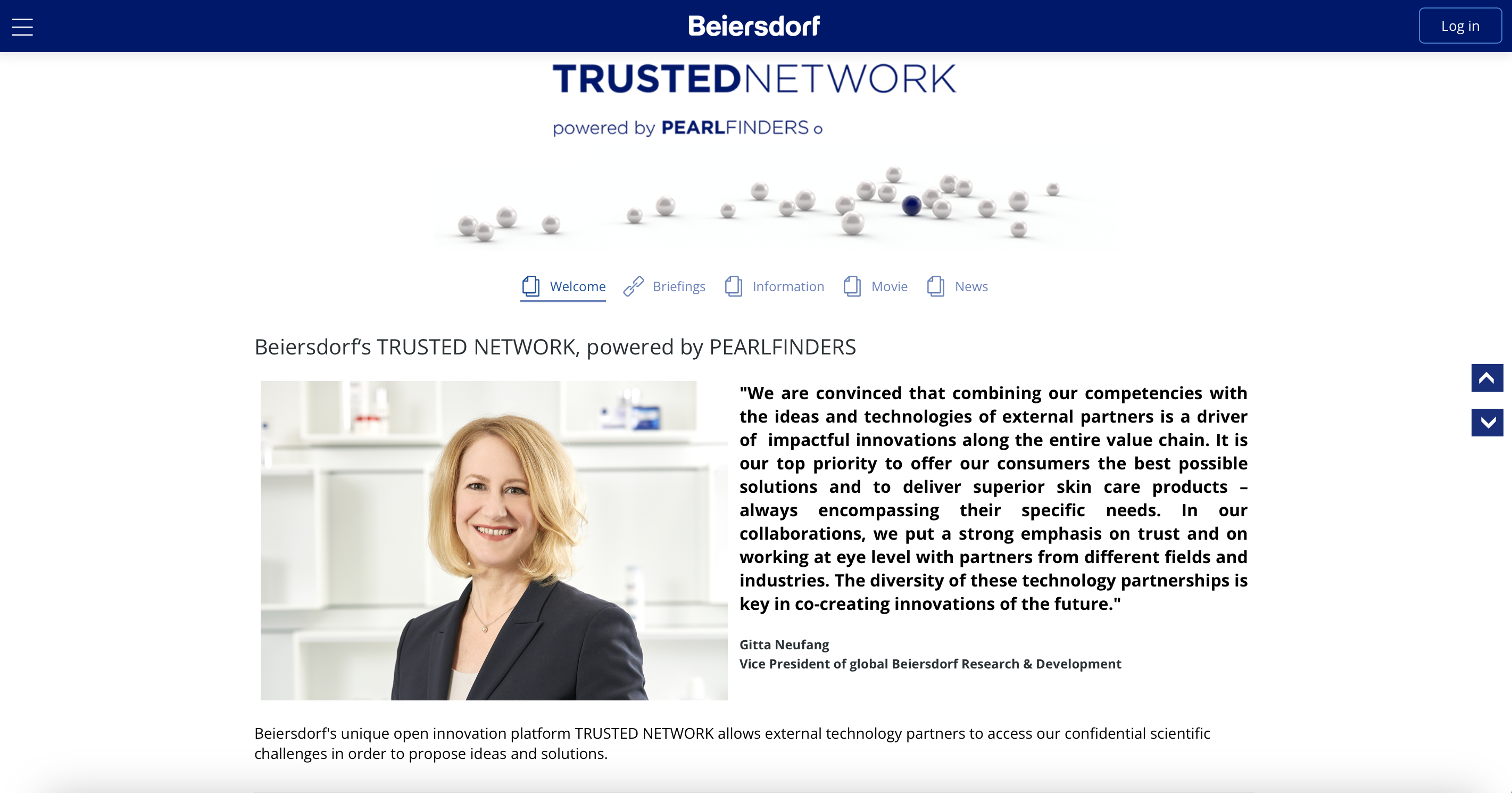Screenshot of Beiersdorf Trusted Network Pearlfinder