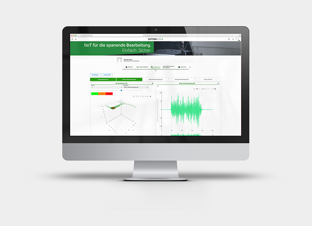 CuttingEdge World ist eine IIoT-Plattform für die spanende Bearbeitung Digital-Twin-Plattform CuttingEdge World visualisiert Produktionsdaten.